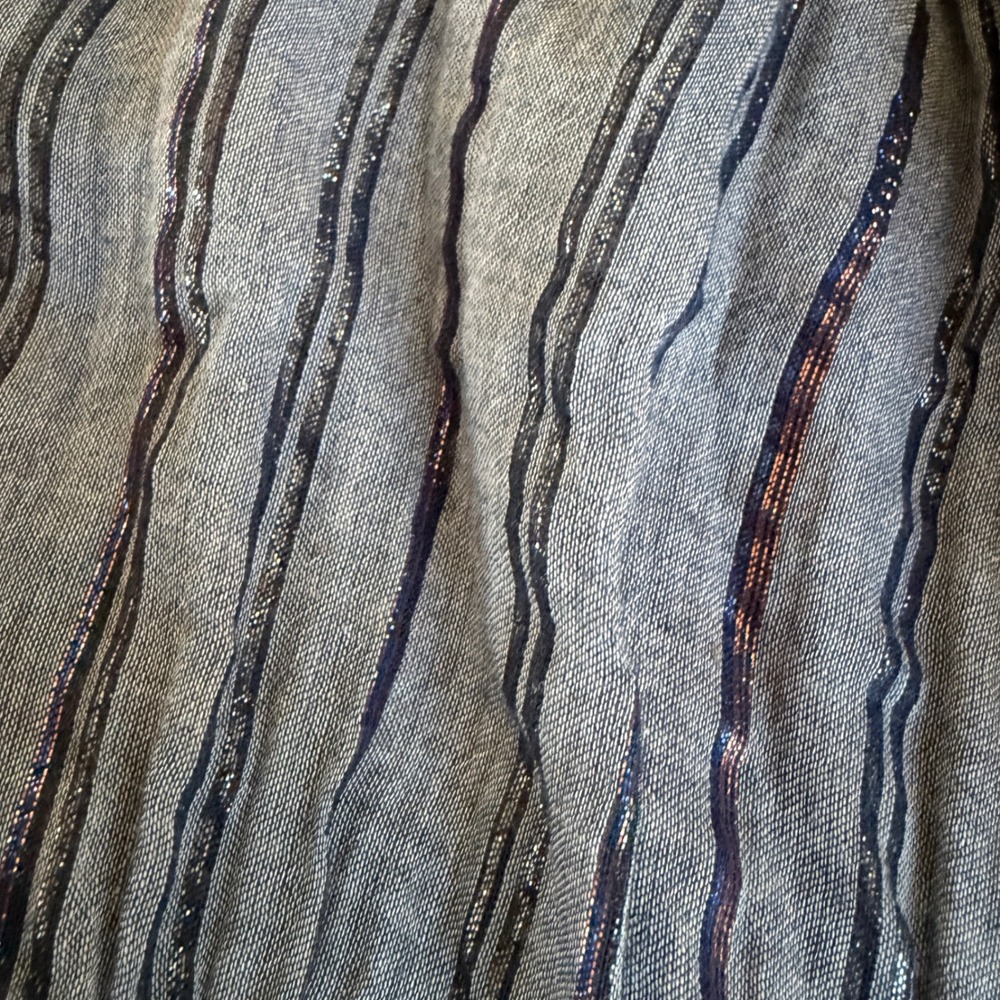 INC Midi Shimmer Dress‎ Womens Blue Purple Striped Smocked Waist Metallic Slit - Picture 11 of 11